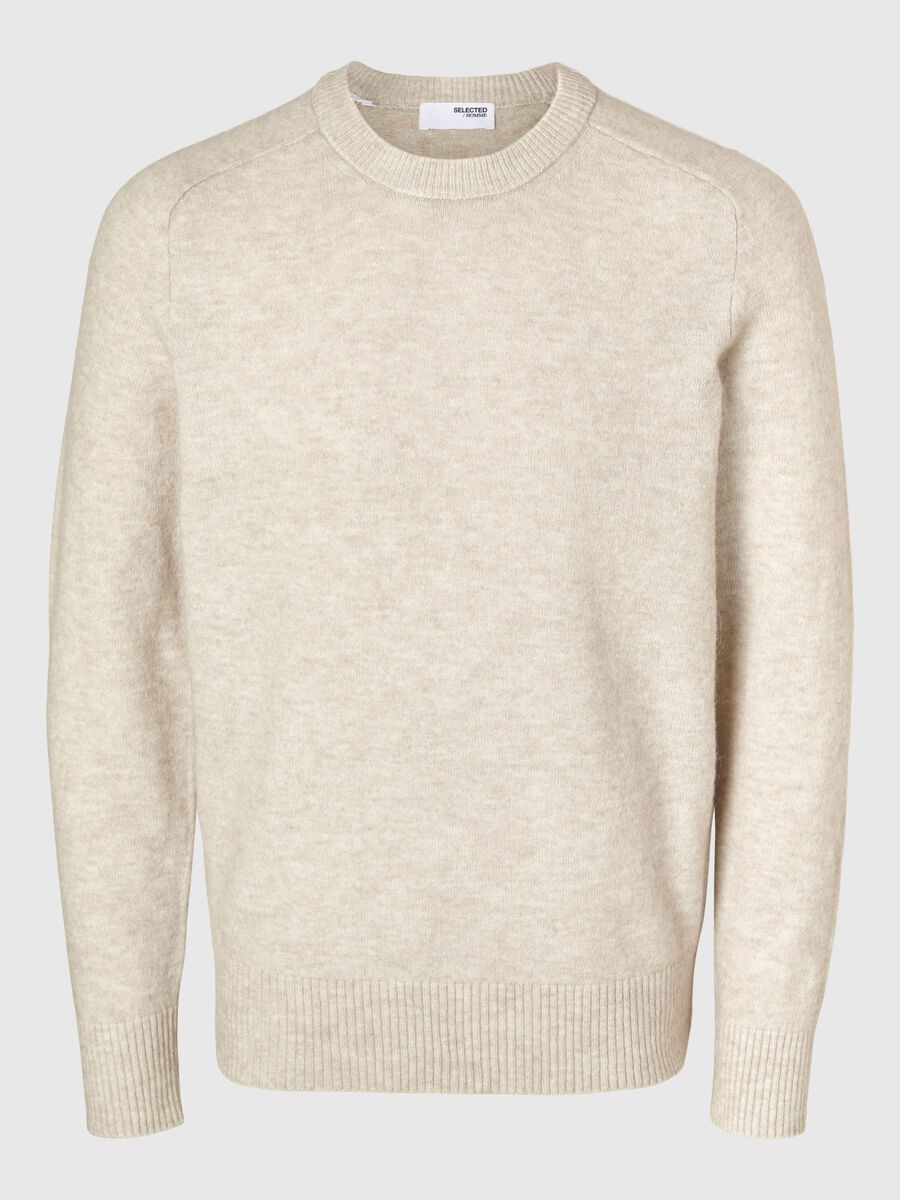 Selected LONG-SLEEVED KNITTED JUMPER, Oatmeal, highres - 16086699_Oatmeal_1051469_001.jpg