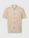 Selected SHORT SLEEVED KNITTED POLO SHIRT, Oatmeal, highres - 16097564_Oatmeal_001.jpg