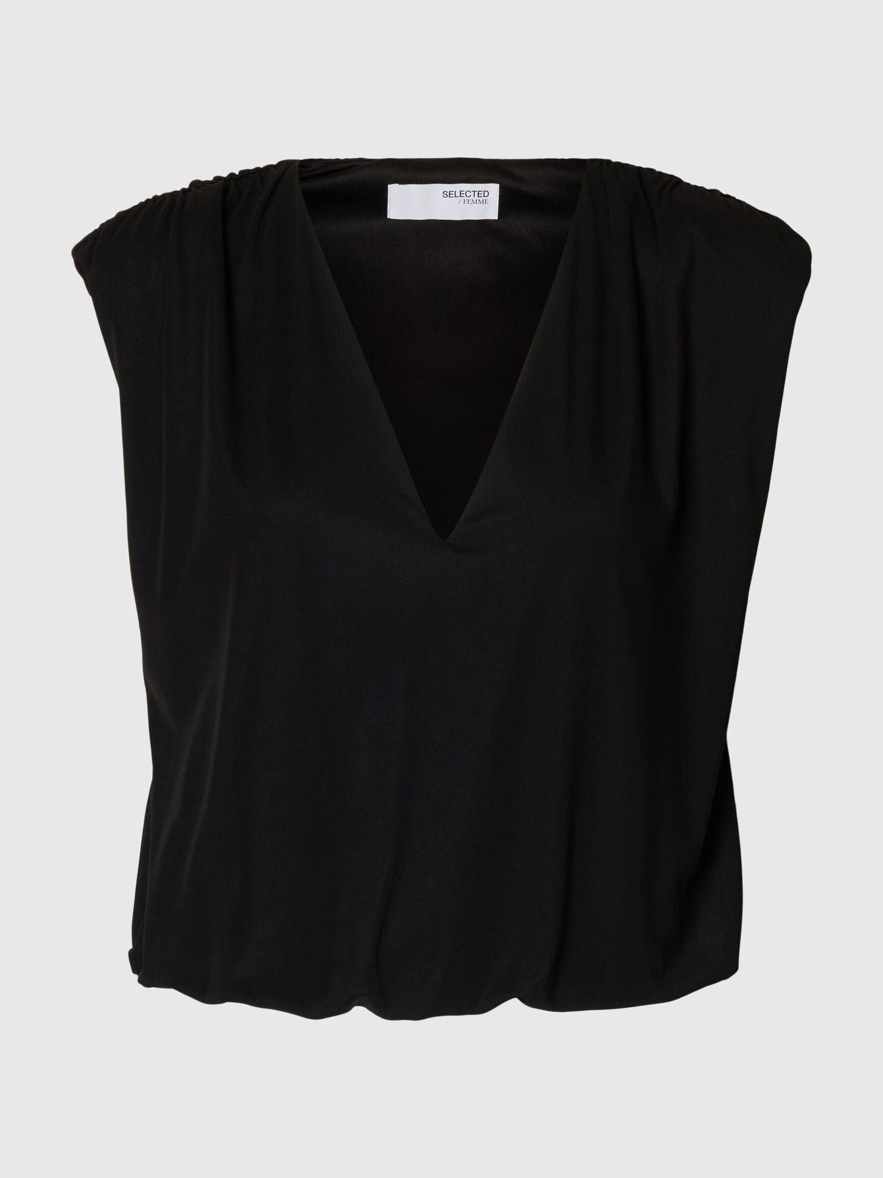SLEEVELESS V-NECK TOP, Black, highres