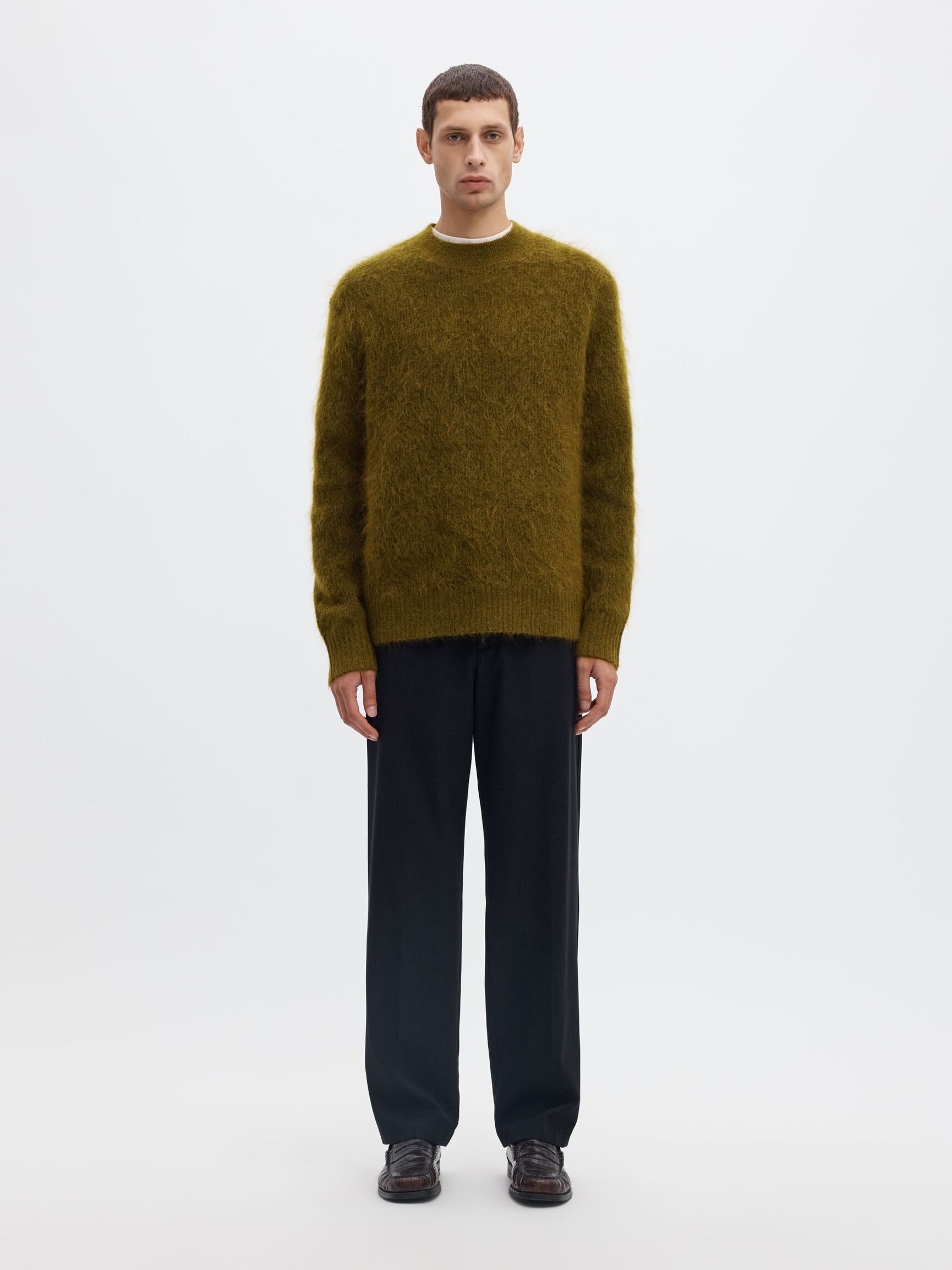 MOHAIRBLANDNING TRÖJA, Fir Green, highres