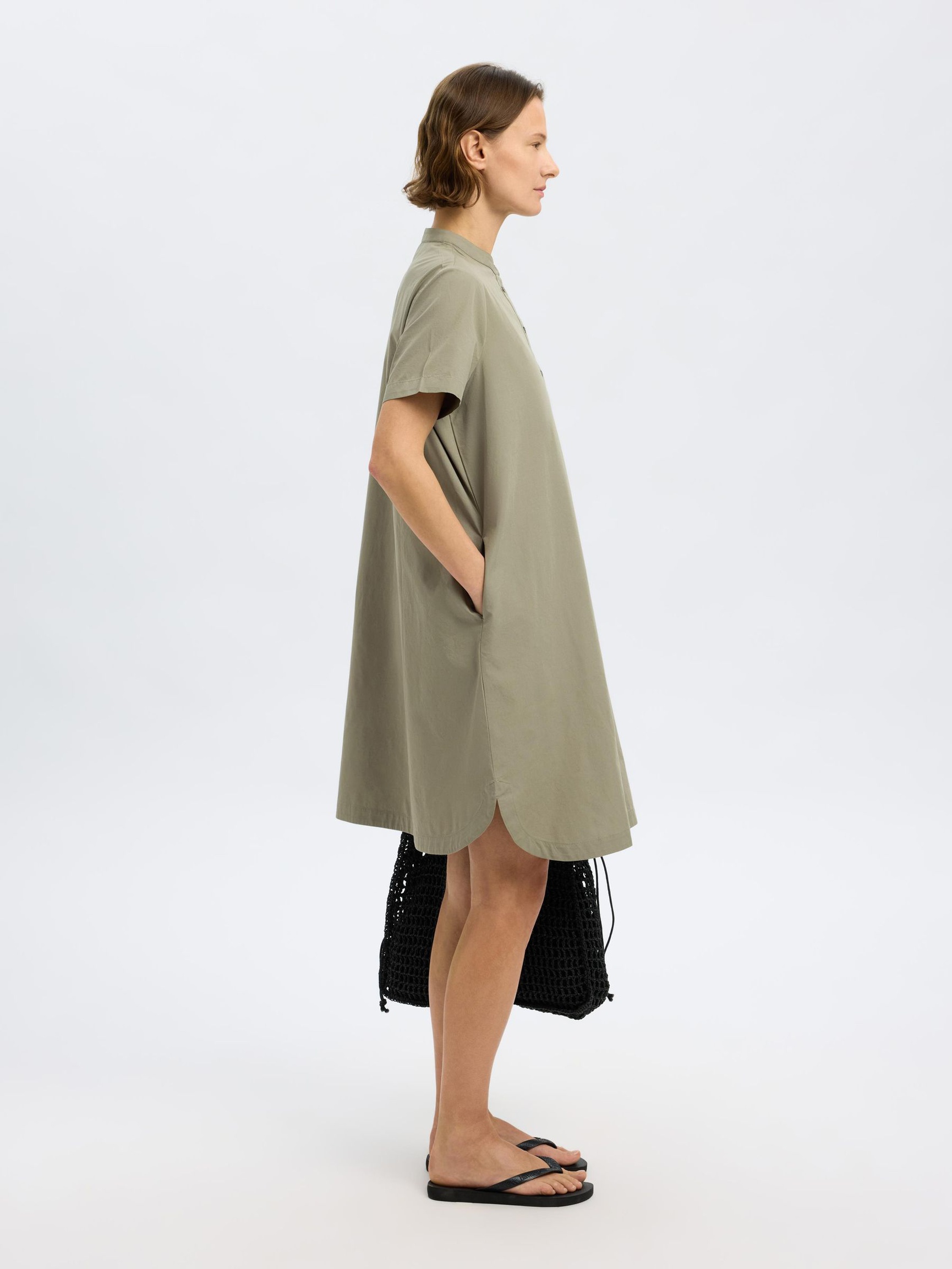 COTTON MINI DRESS, Vetiver, highres
