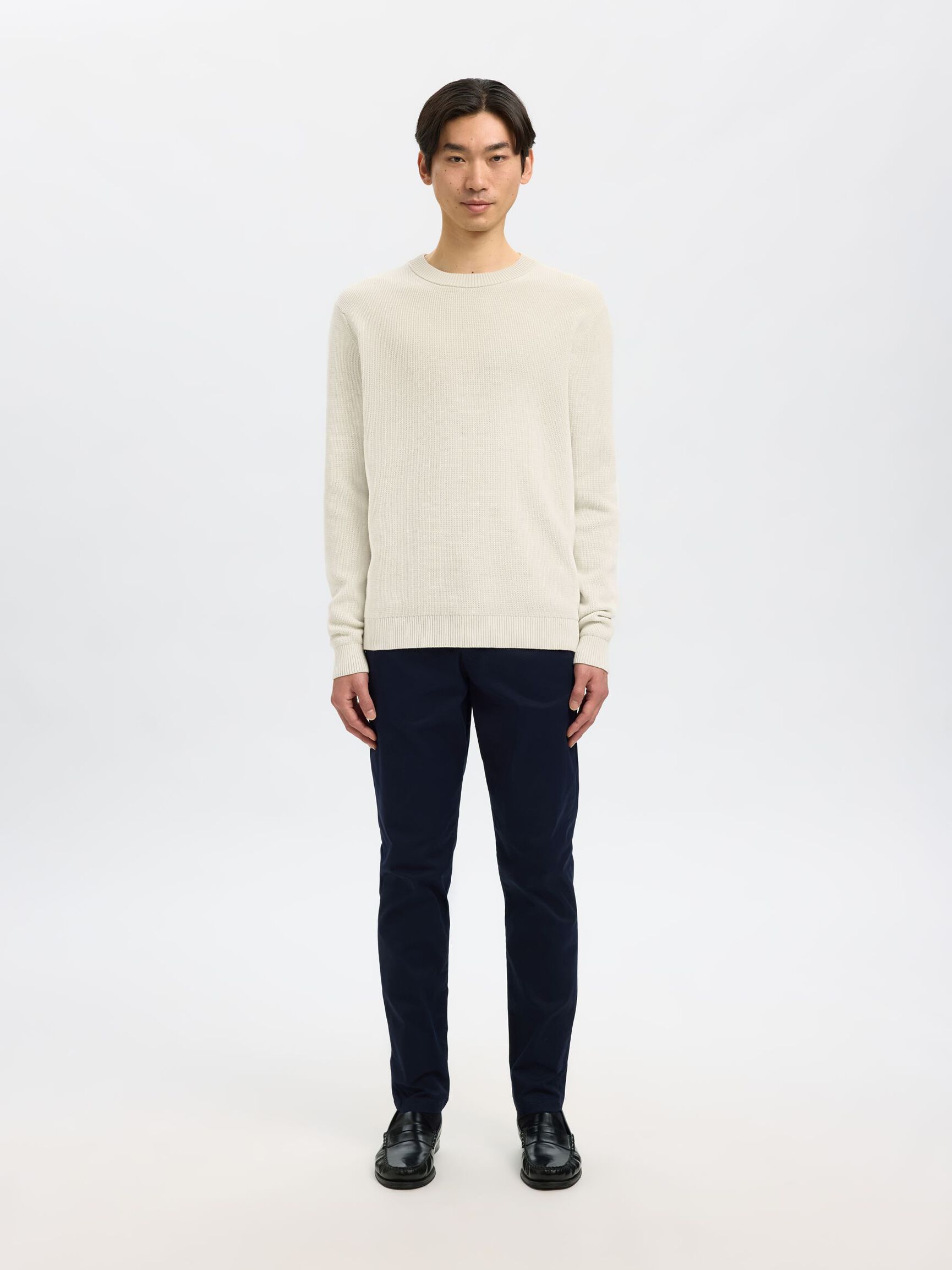 RONDE HALS SWEATER, Oatmeal, highres