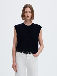 WOOL BLEND  KNITTED VEST, Dark Sapphire, highres