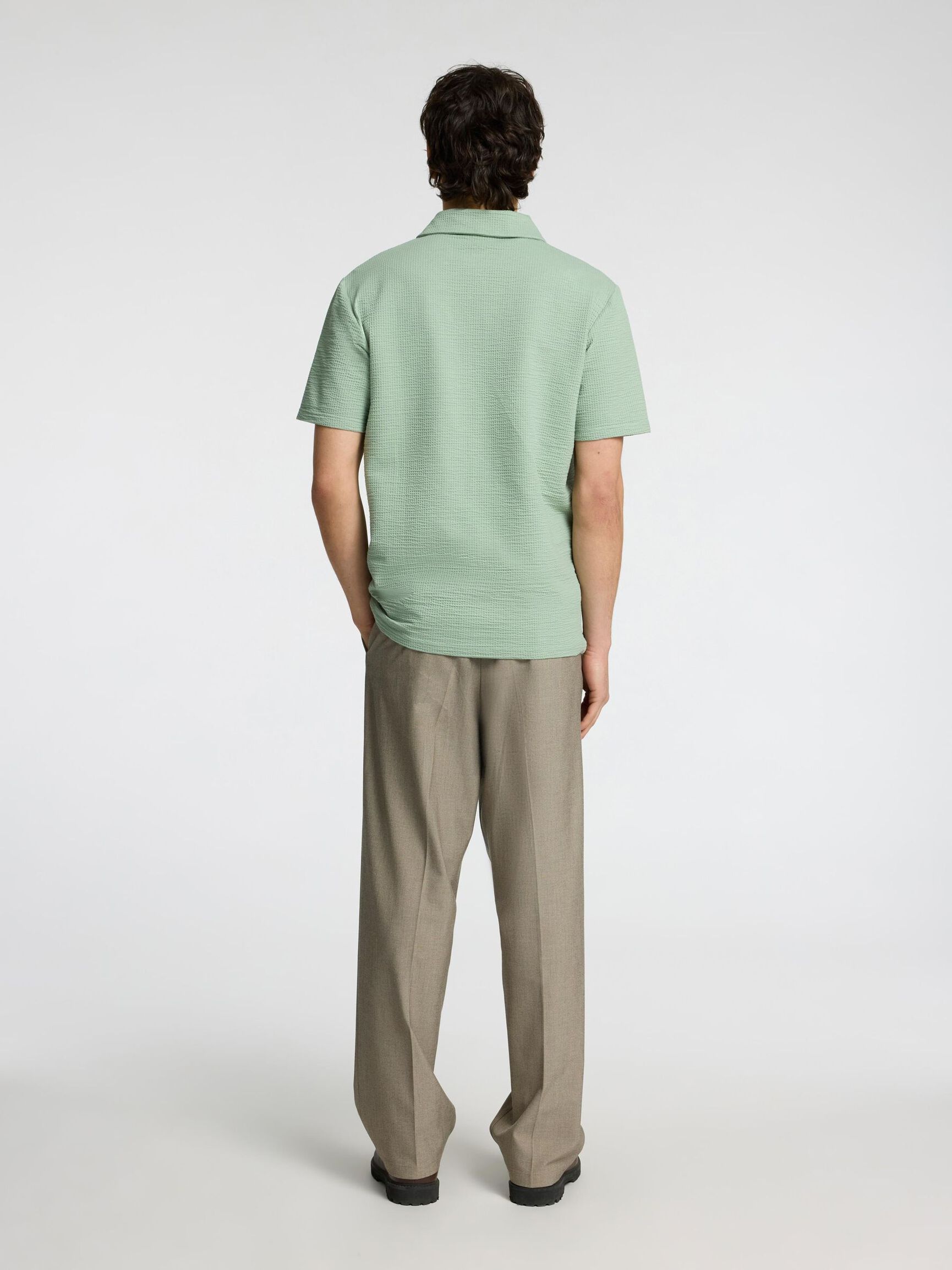 SEERSUCKER POLO SHIRT, Iceberg Green, highres