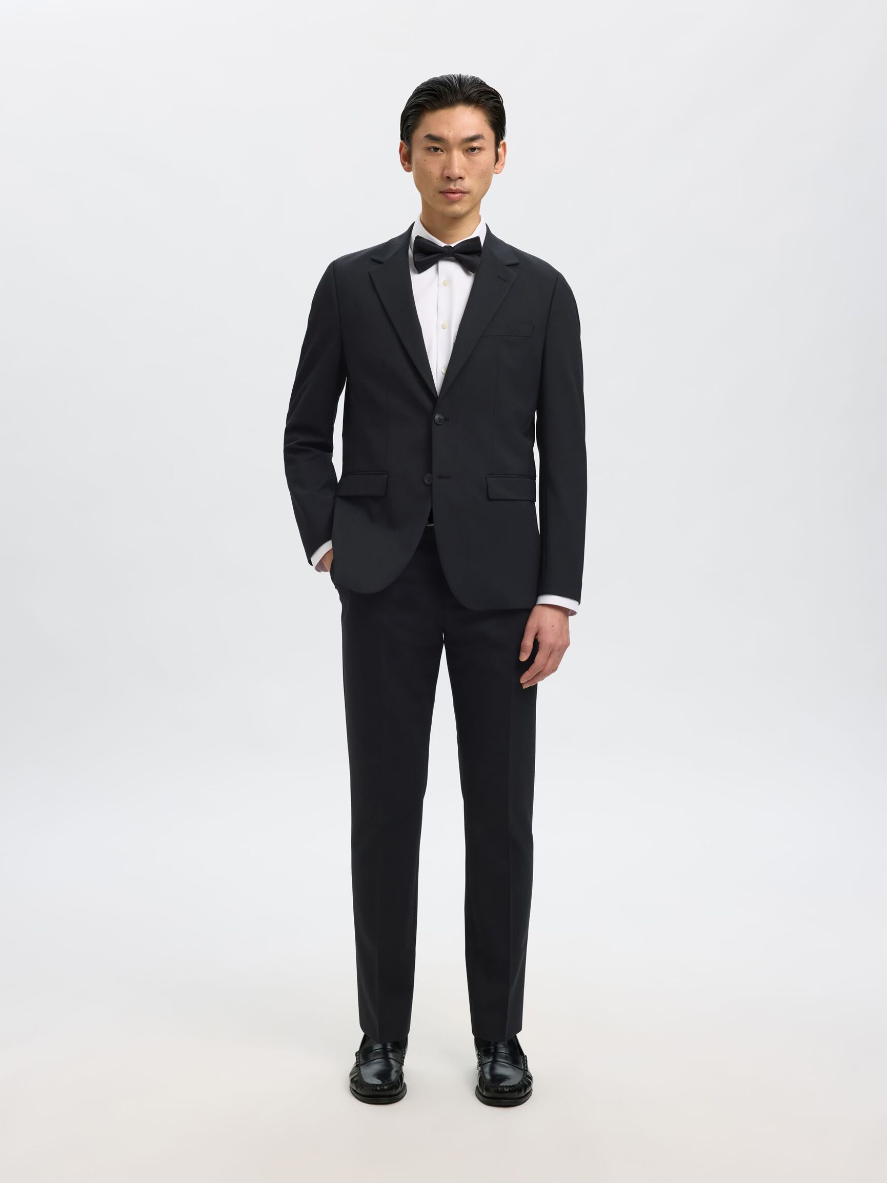 WOOL BLEND  SUIT TROUSERS, Black, highres
