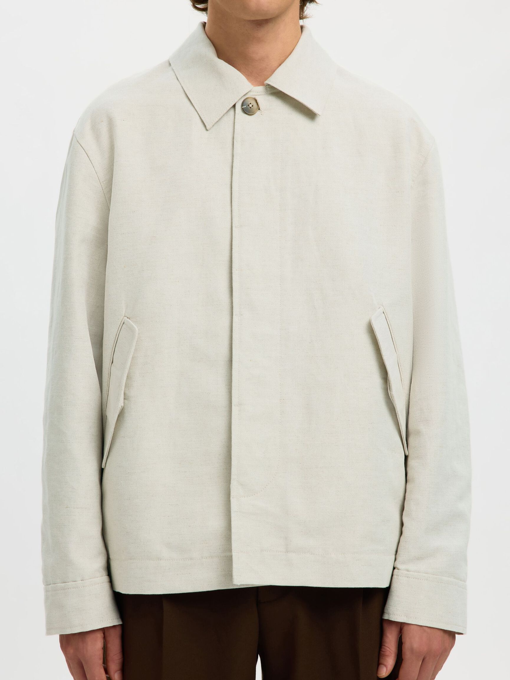 LINEN BLEND JACKET, Birch, highres
