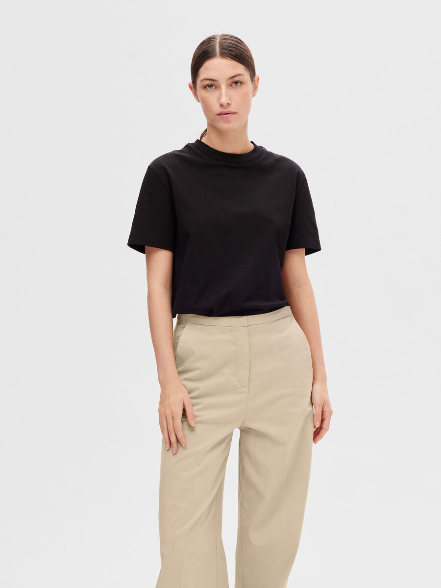 Selected MOCK-NECK T-SHIRT, Black, highres - 16092428_Black_003.jpg