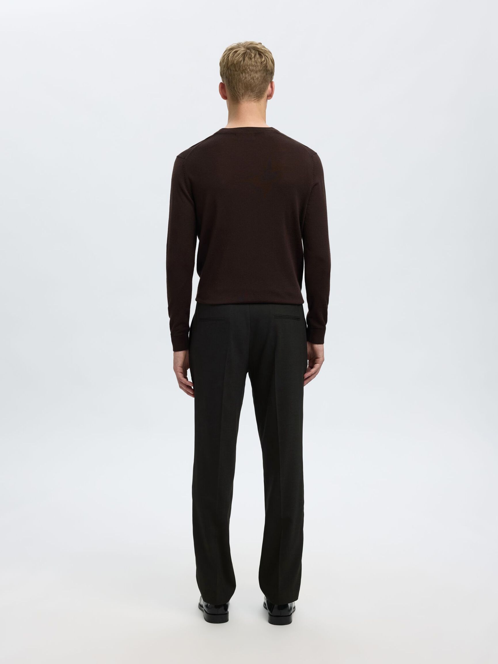 REGULAR FIT WOOL BLEND TROUSERS, Rosin, highres