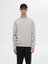 RULLEKRAVE I ULDBLANDING PULLOVER, Light Grey Melange, highres