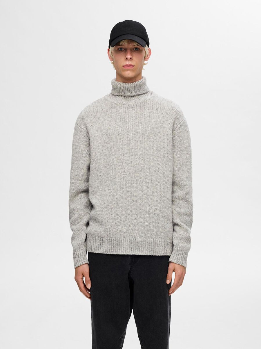 Selected ULLBLANDNING POLOKRAGE TRÖJA, Light Grey Melange, highres - 16094649_LightGreyMelange_003.jpg
