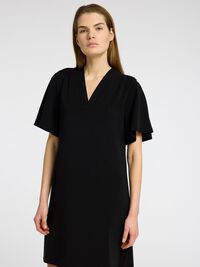 SHORT V-NECK DRESS, Black, highres