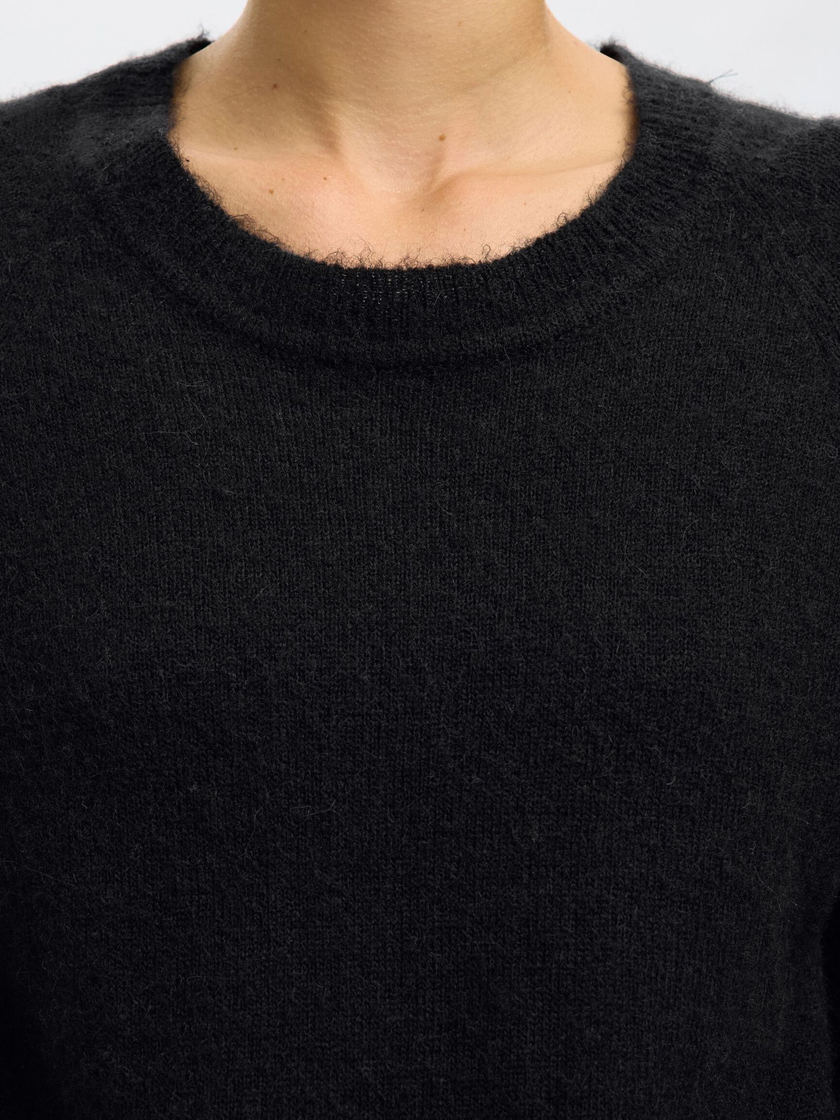 MANCHES LONGUES PULL EN MAILLE, Black, highres