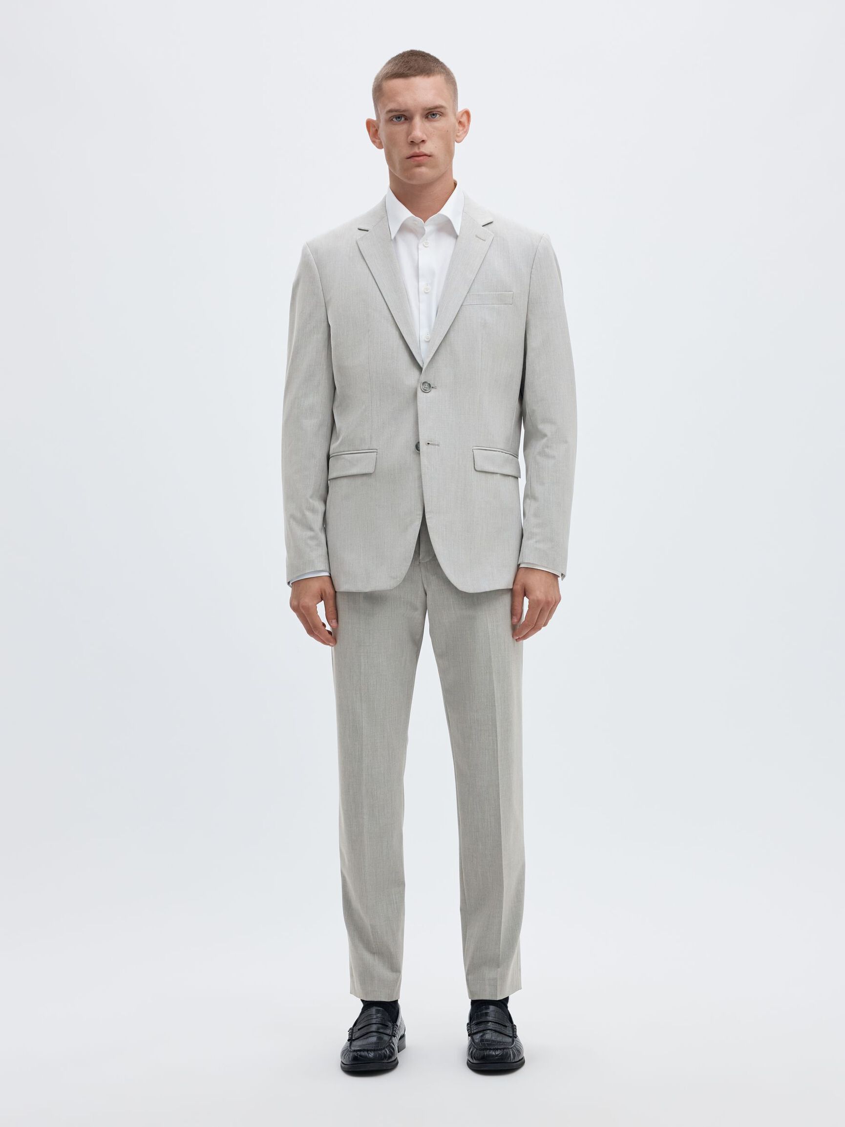 VISCOSE BLEND SLIM FIT BLAZER, Light Grey Melange, highres