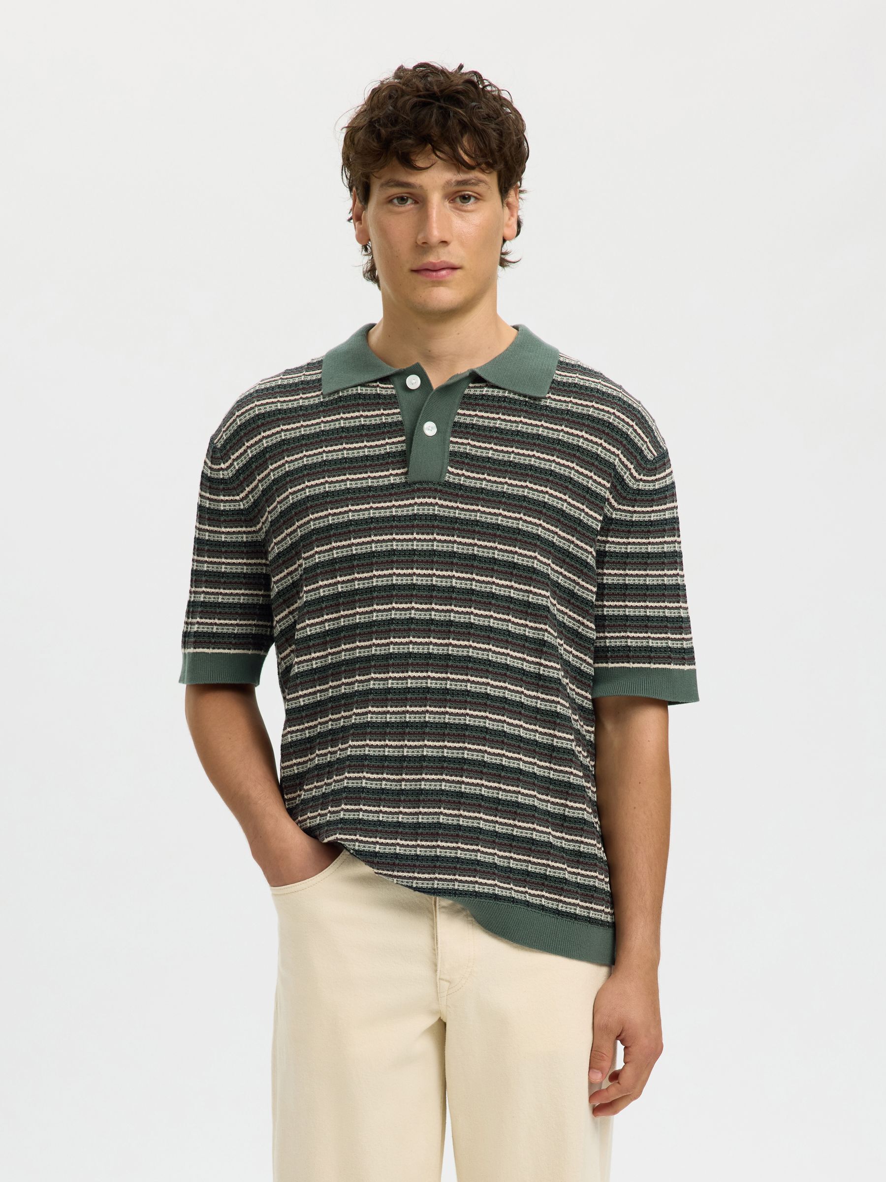 STRUCTURED  KNITTED POLO SHIRT, Balsam Green, highres