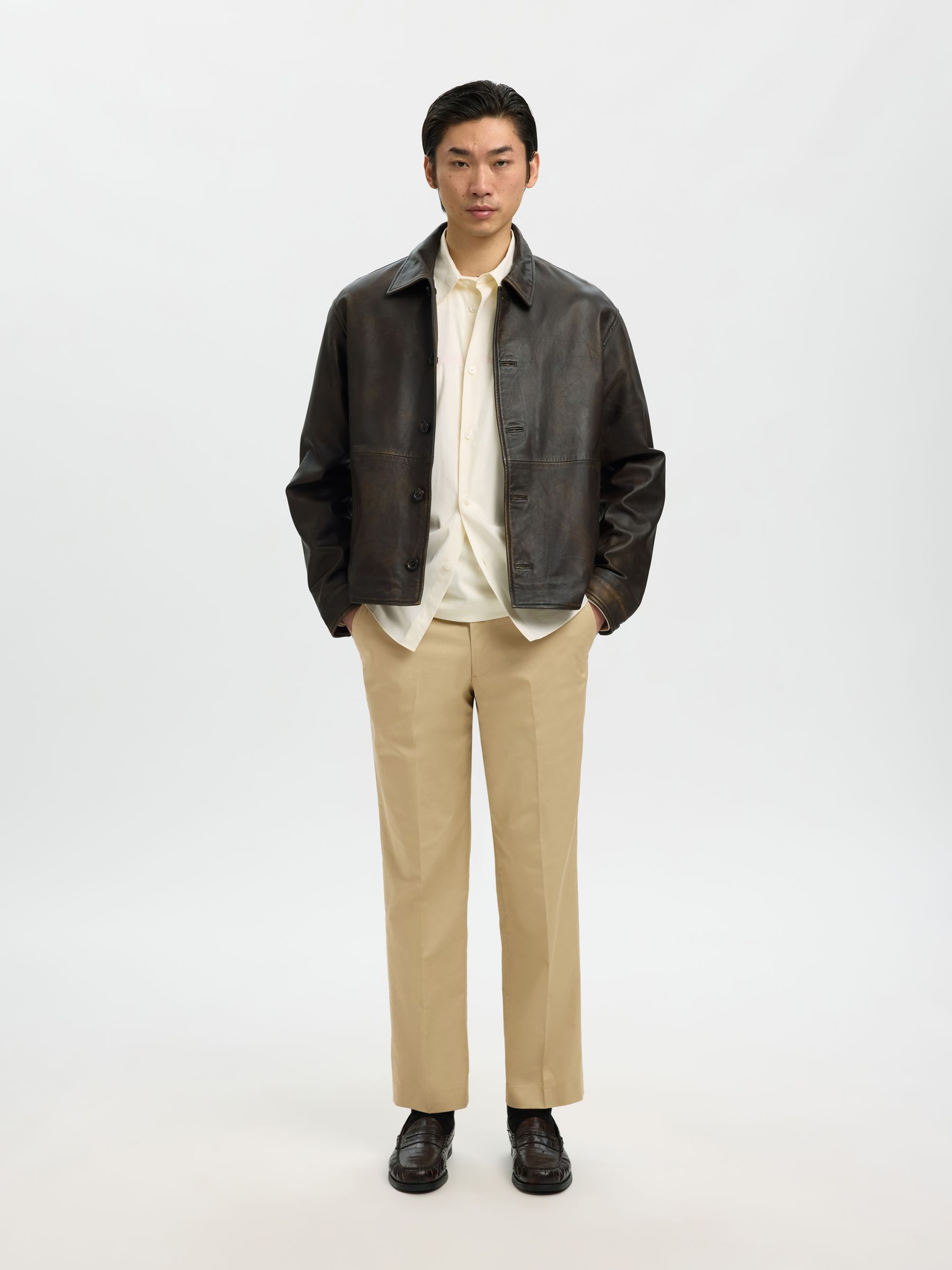 COUPE CLASSIQUE EN COTON PANTALON, Chinchilla, highres
