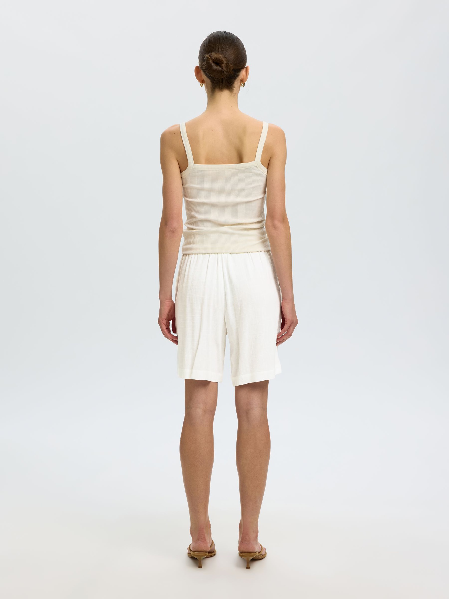 VISCOSE BLEND SHORTS, Snow White, highres