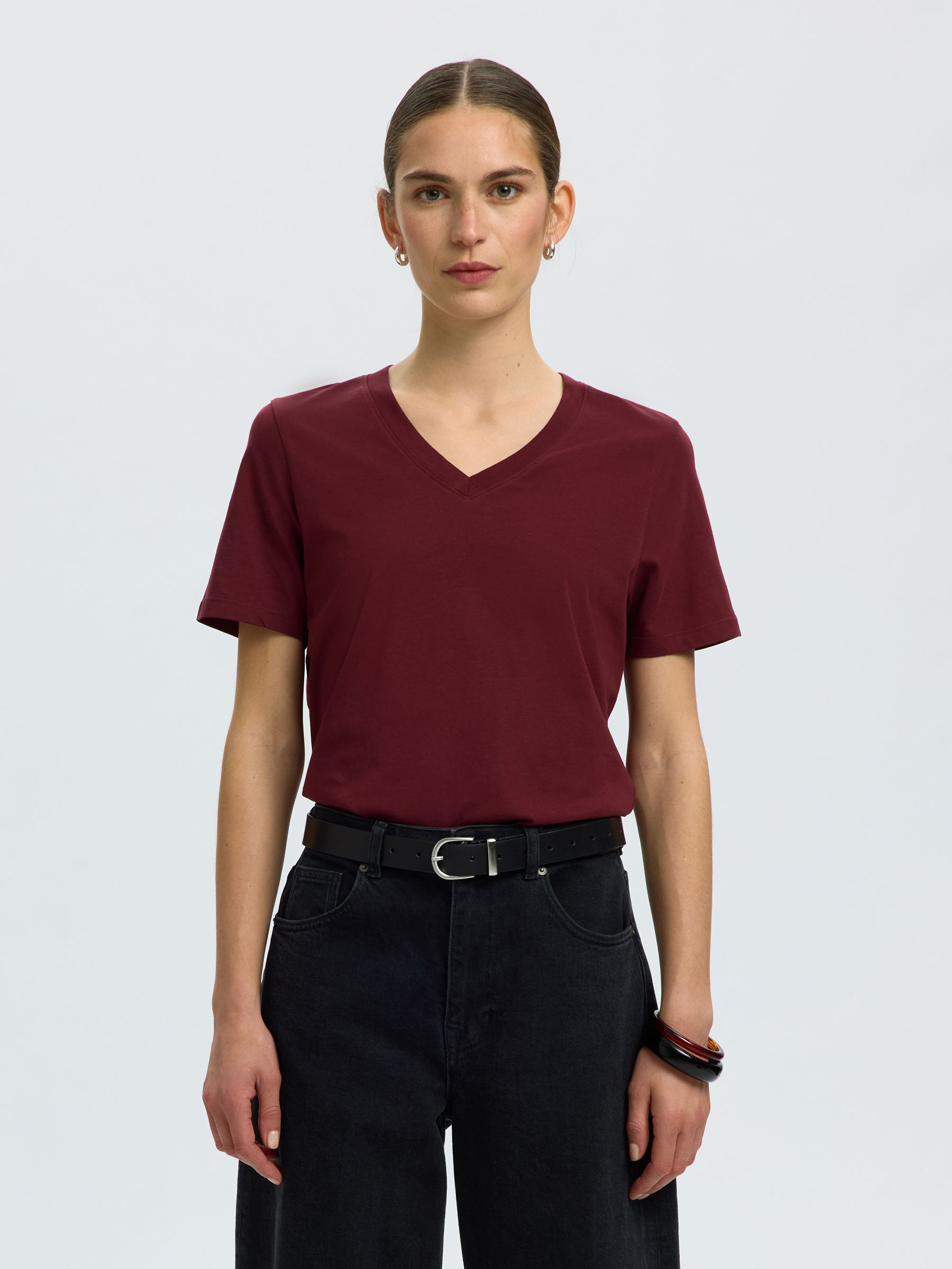 CLASSIC V-NECK T-SHIRT, Tawny Port, highres