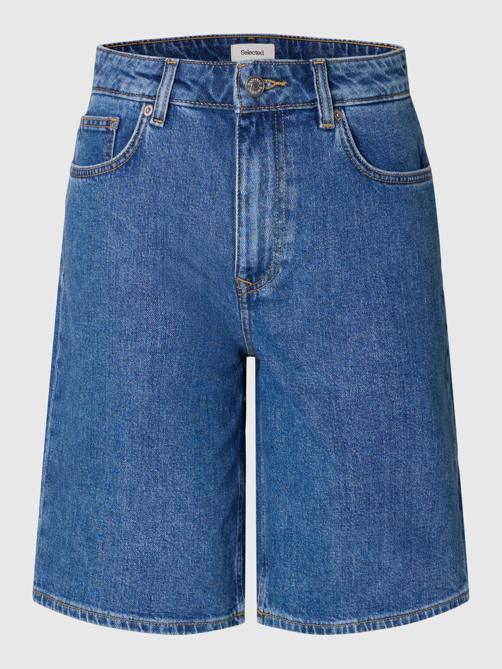 MID WASH DENIM SHORTS, Medium Blue Denim, highres
