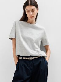 BOXY T-SHIRT, Light Grey Melange, highres