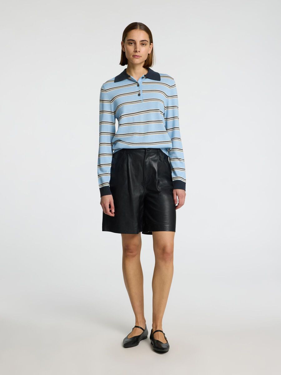 Selected 100% MERINOWOL POLO MET LANGE MOUWEN, Cerulean, highres - 16099131_Cerulean_1216468_005.jpg