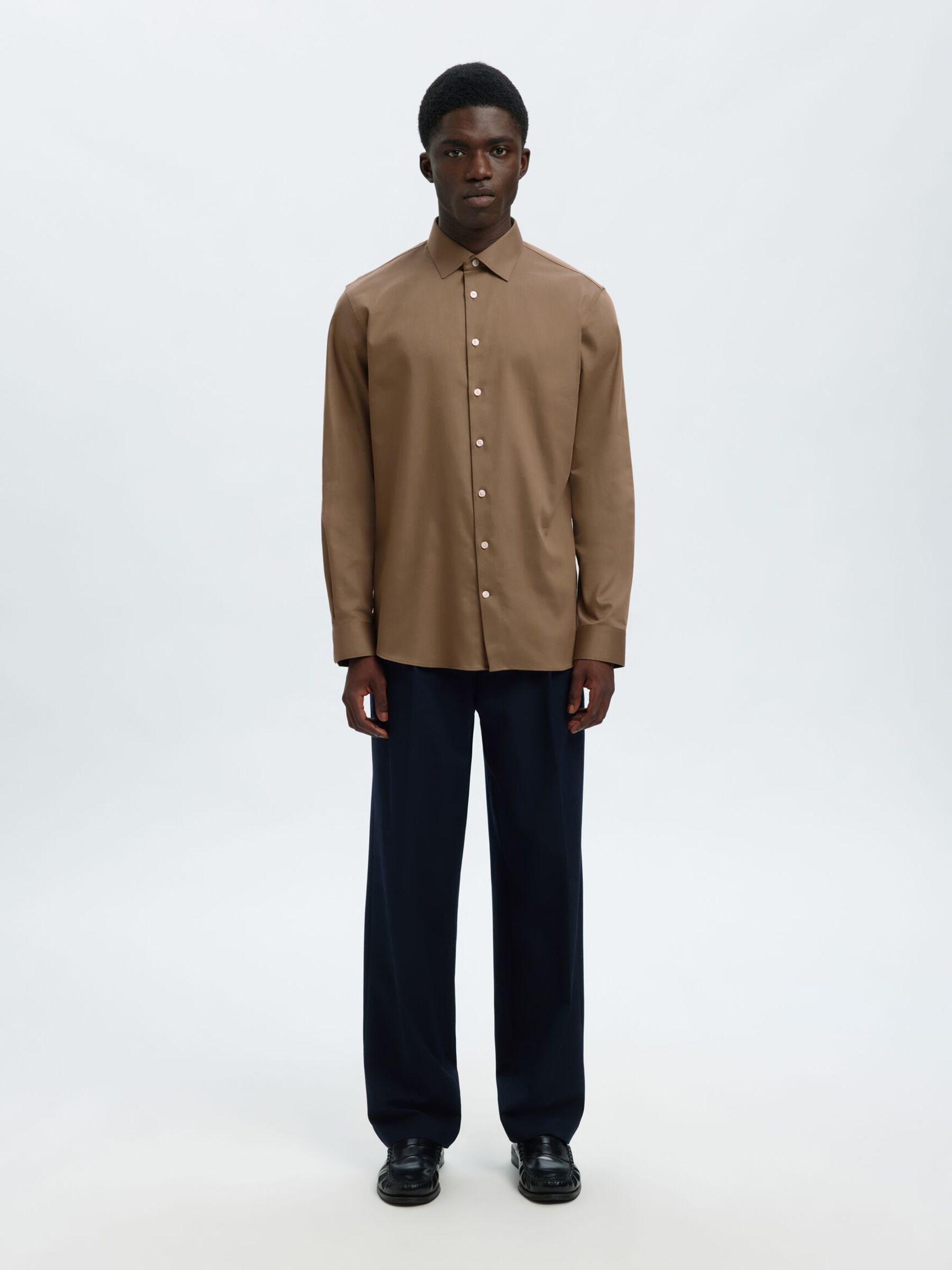 SLIM FIT STRETCH SHIRT, Chocolate Chip, highres