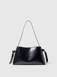 MEDIUM LEATHER BAG, Black, highres