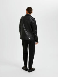 OVERSIZED LÆDERJAKKE, Black, highres