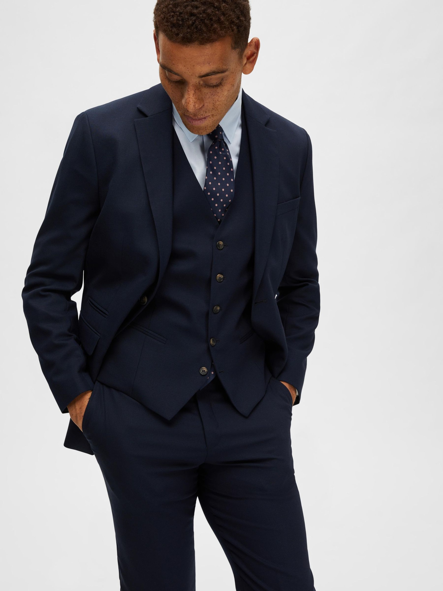 CLASSIC WOOL BLEND WAISTCOAT, Navy Blazer, highres