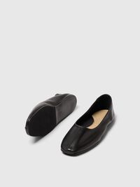 LEATHER BALLET FLATS, Black, highres
