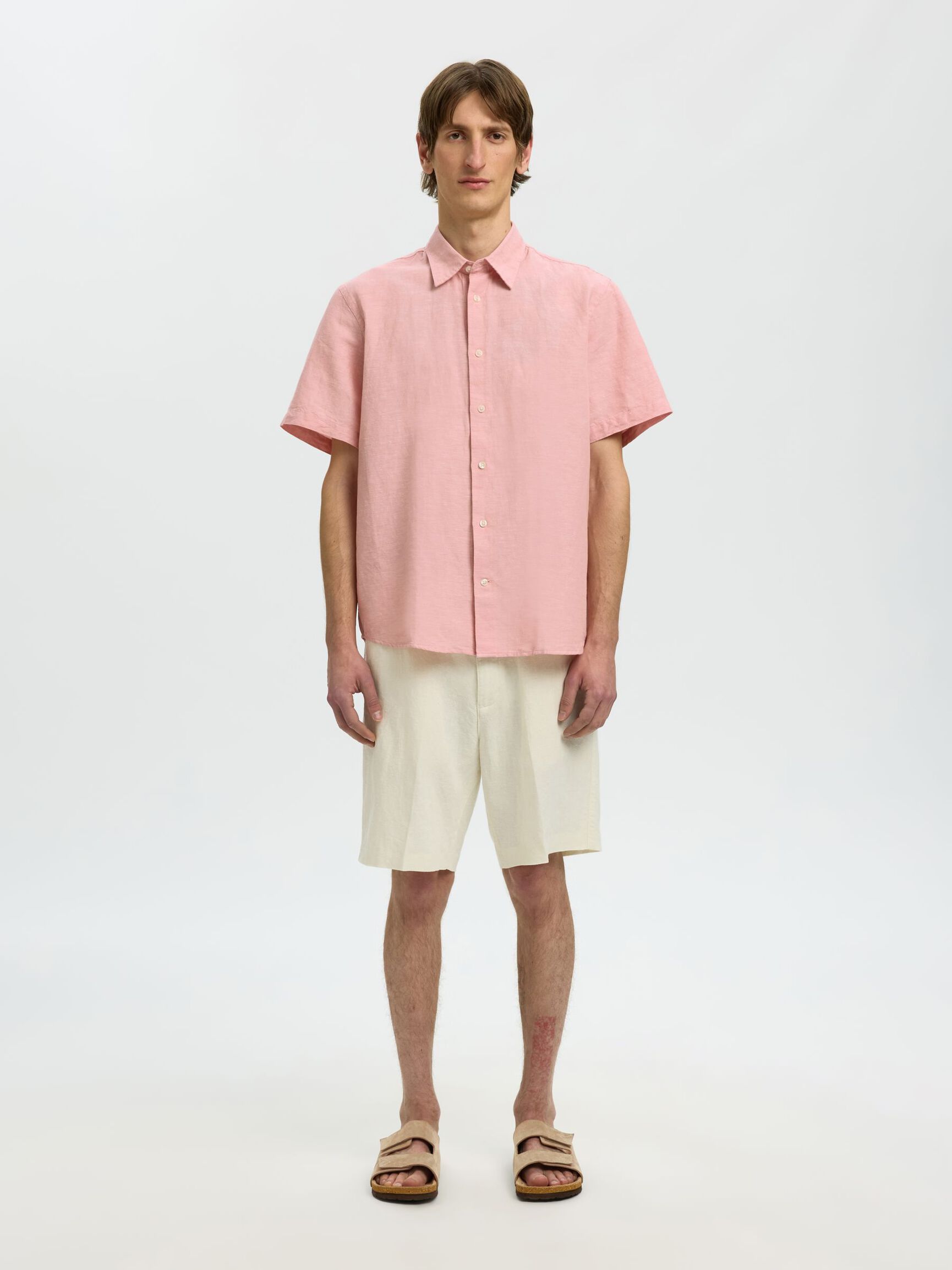 REGULAR FIT LINEN-BLEND SHIRT, Rose Dawn, highres