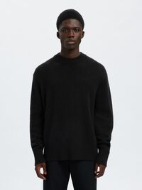 MEZCLA DE CACHEMIRA JERSEY DE PUNTO, Black, highres