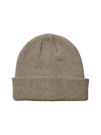 WOOL BLEND KNITTED BEANIE, Greige, highres