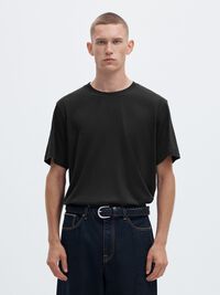 COTTON SLUB T-SHIRT, Black, highres