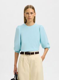 PUFF SLEEVE SWEATSHIRT, Blue Glow, highres