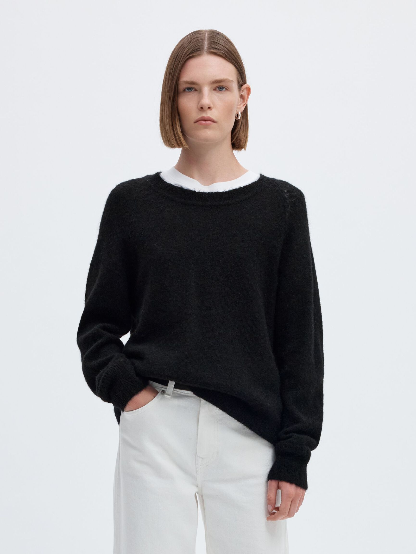 WOOL BLEND JUMPER, Black, highres