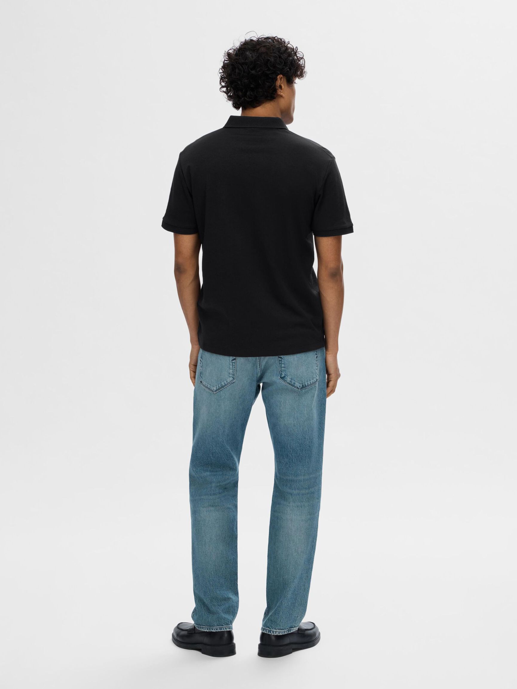 ZIPPER POLO SHIRT, Black, highres