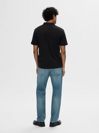 ZIPPER POLO SHIRT, Black, highres
