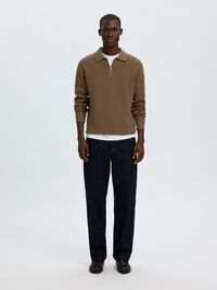 LONG SLEEVED HALF-ZIP JUMPER, Morel, highres