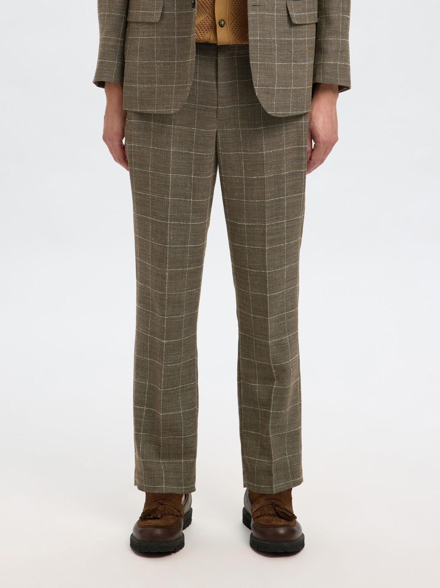 WOOL BLEND SUIT TROUSERS, Slate Black, highres