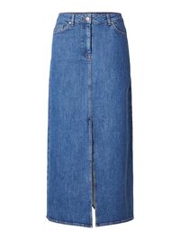 DENIM MAXI ROK, Medium Blue Denim, highres