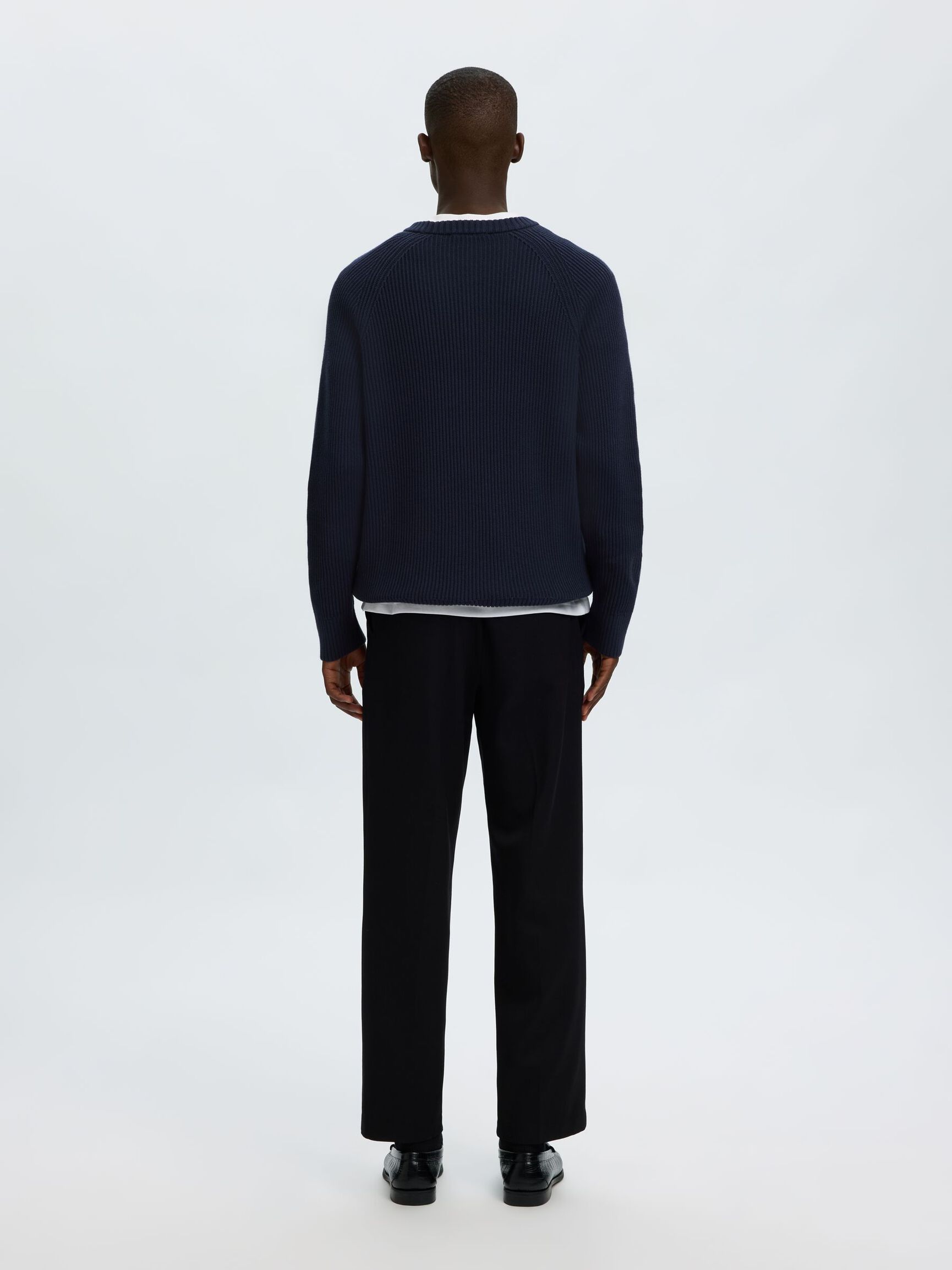 KATOENEN GEBREIDE TRUI, Navy Blazer, highres
