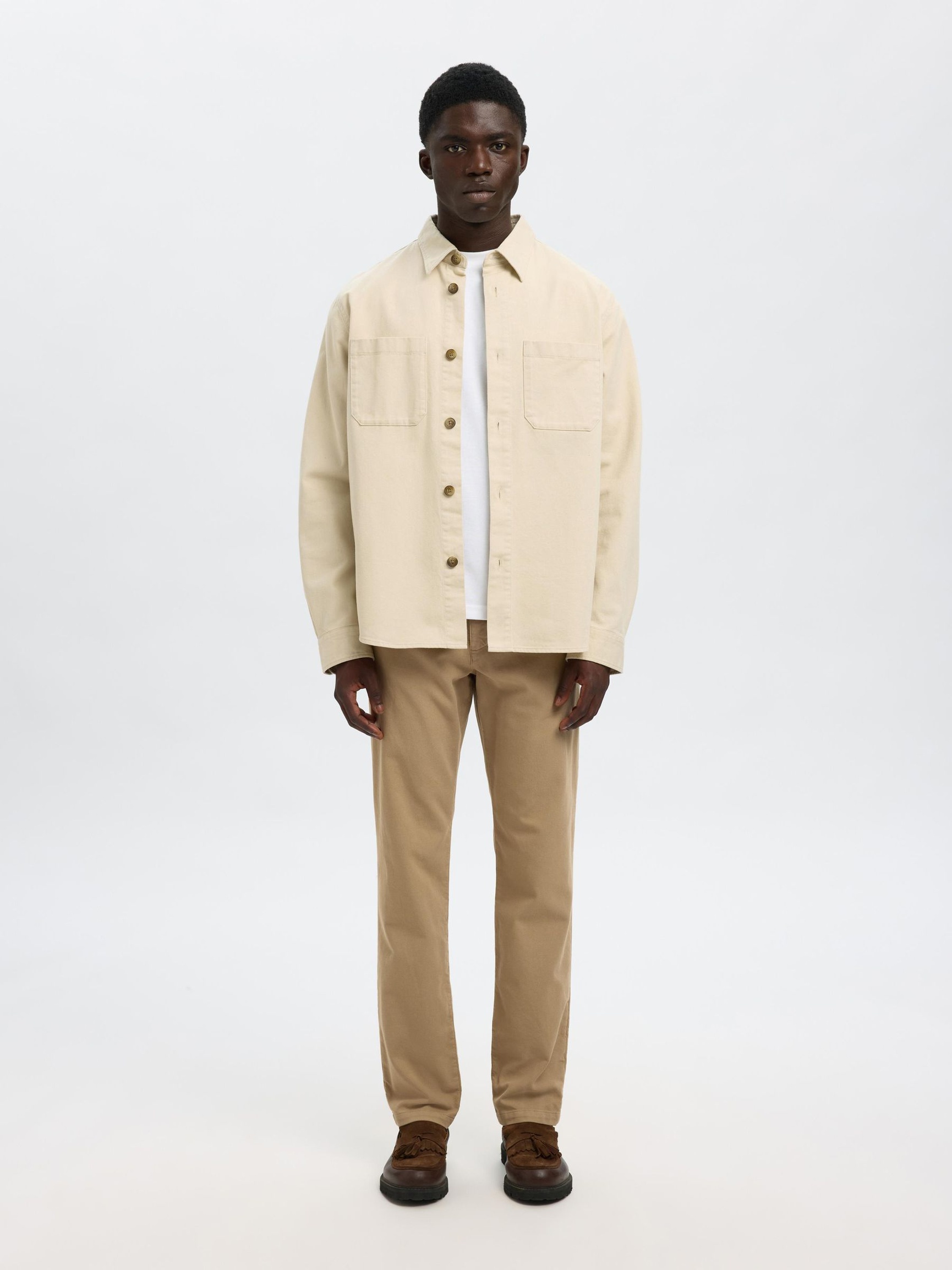 175 SLIM FIT STRUKTURERAD CHINOS, Pure Cashmere, highres