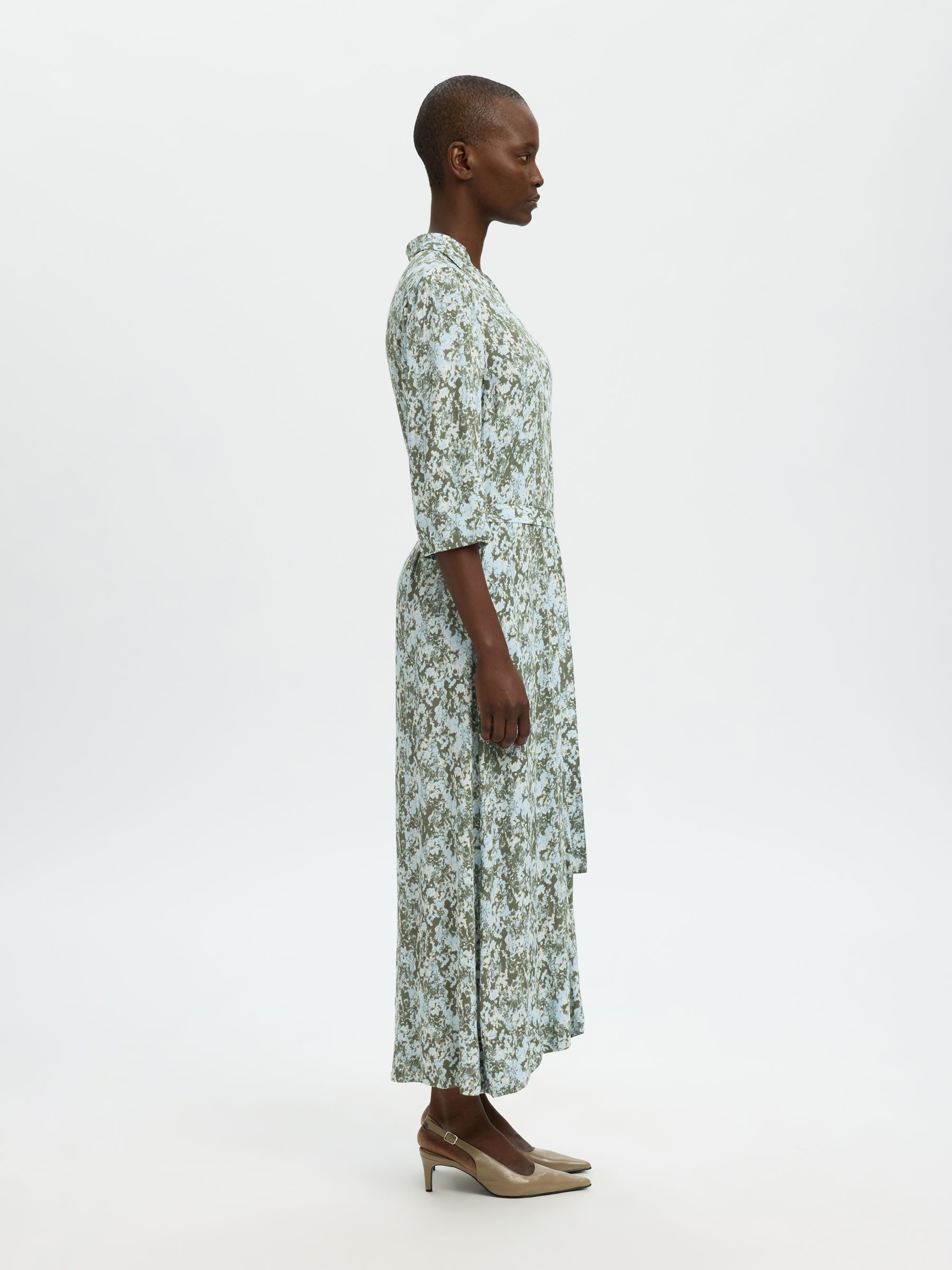 VISCOSE ROBE LONGUE, Deep Lichen Green, highres