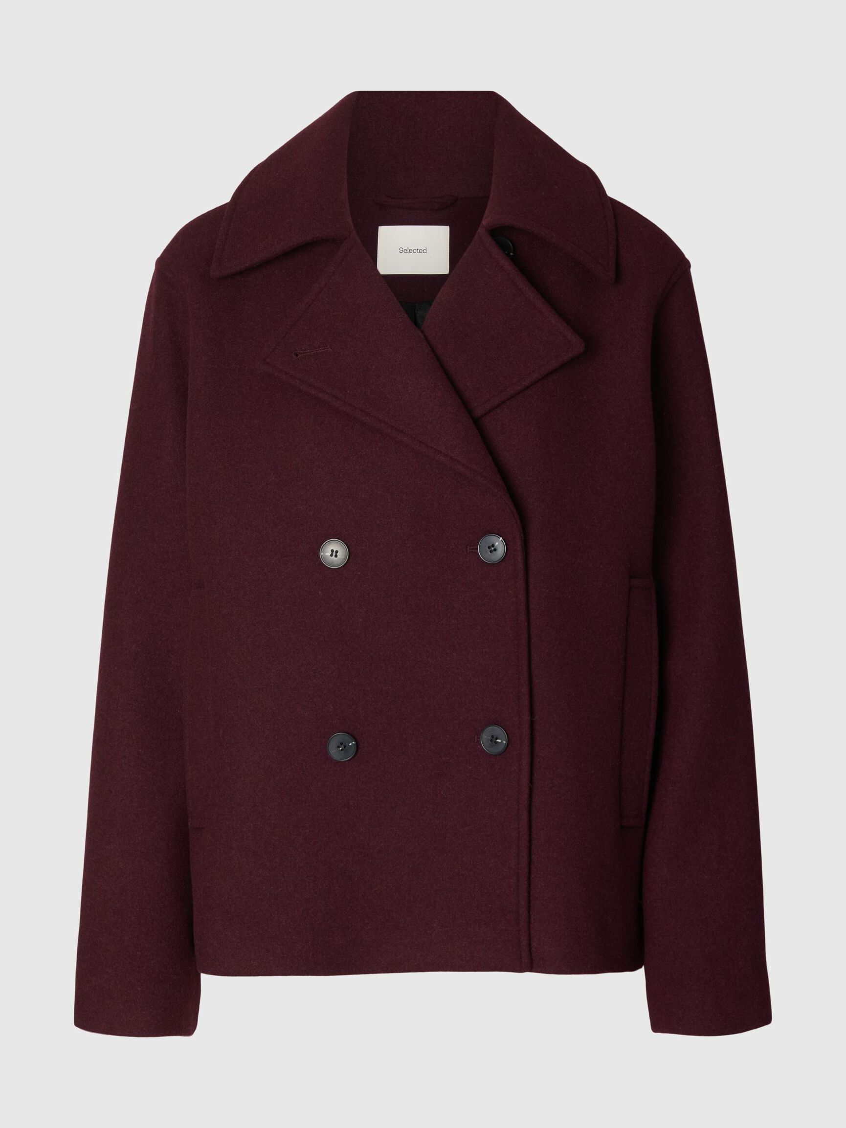 WOOL BLEND DOUBLE-BREASTED JACKET, Tawny Port, highres