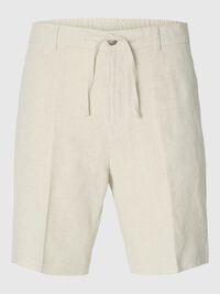 REGULAR FIT LINEN-BLEND SHORTS, Pure Cashmere, highres
