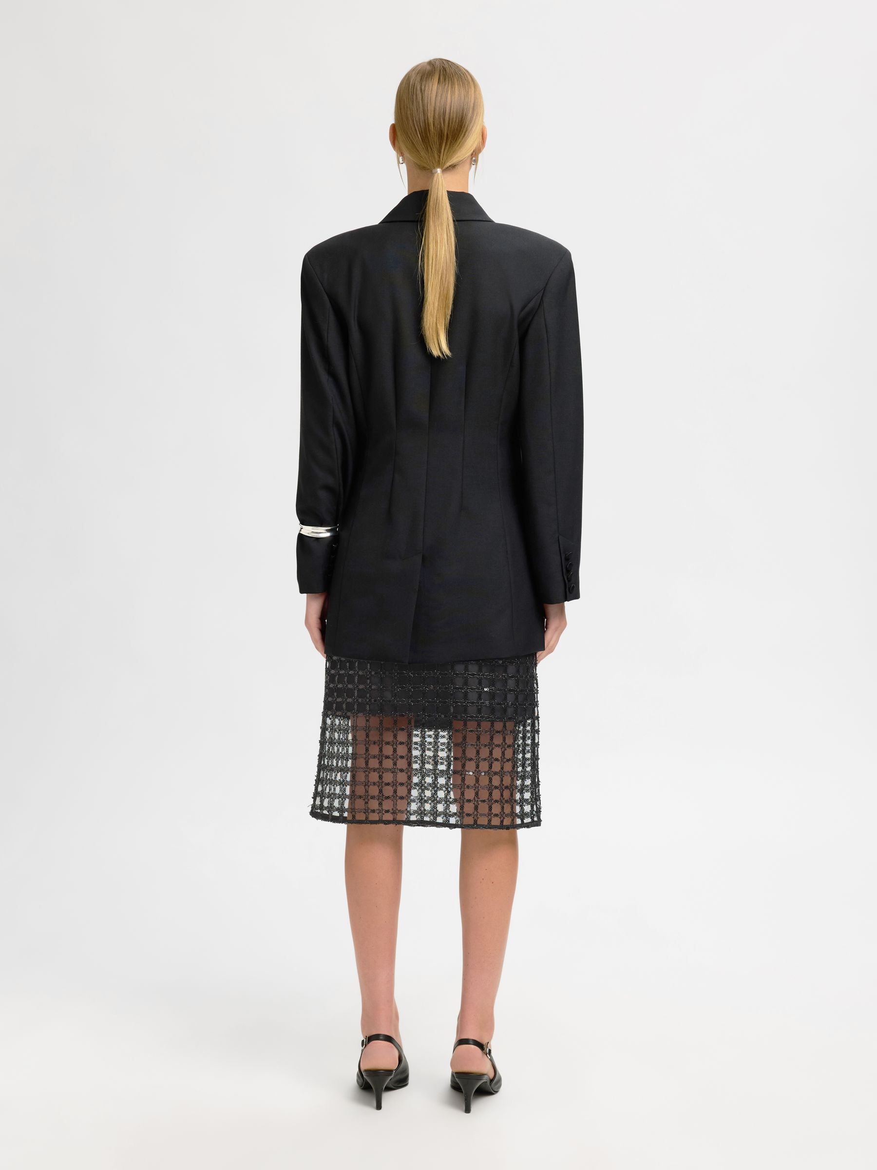 SEQUIN MIDI SKIRT, Black, highres