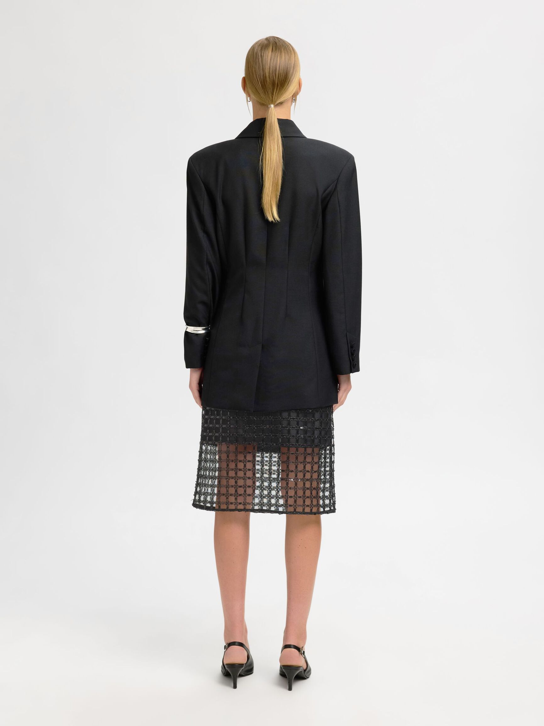 SEQUIN MIDI SKIRT, Black, highres