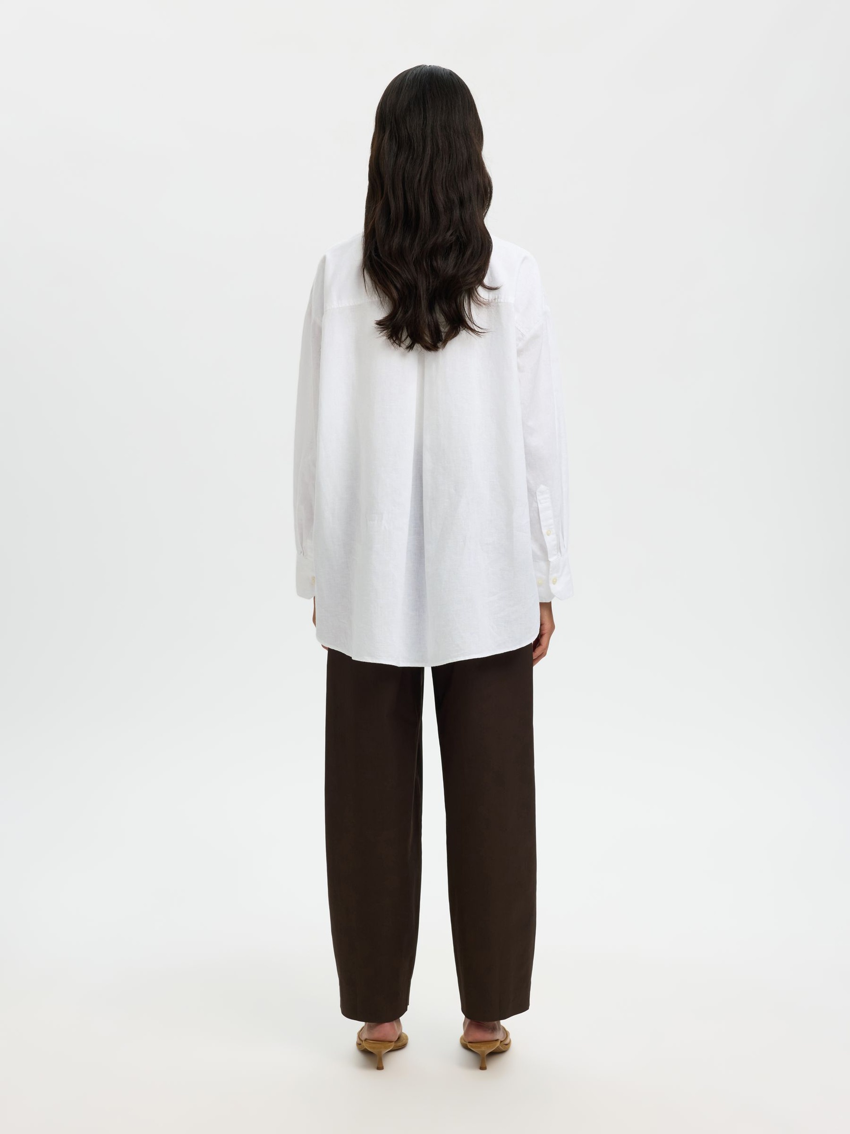 OVERSIZED LINEN-BLEND SHIRT, Bright White, highres