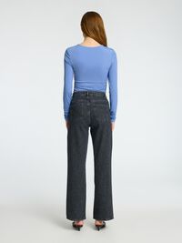 KNOTTED LONG SLEEVE BODYSUIT, Cornflower Blue, highres