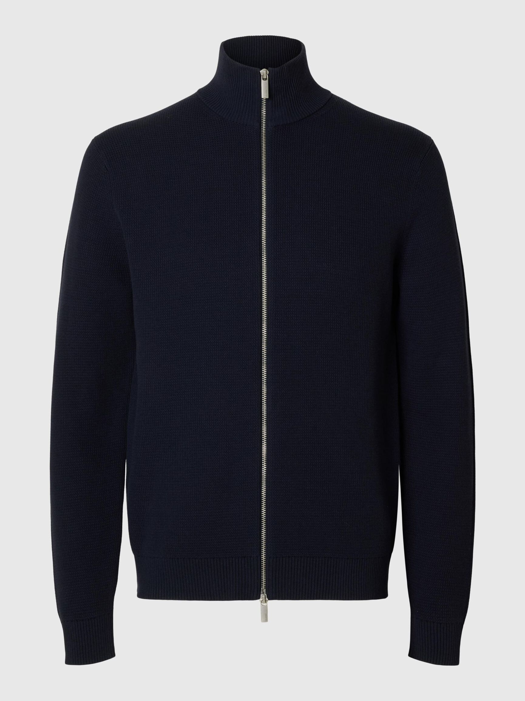 HØY HALS MED GLIDELÅS STRIKKET CARDIGAN, Sky Captain, highres